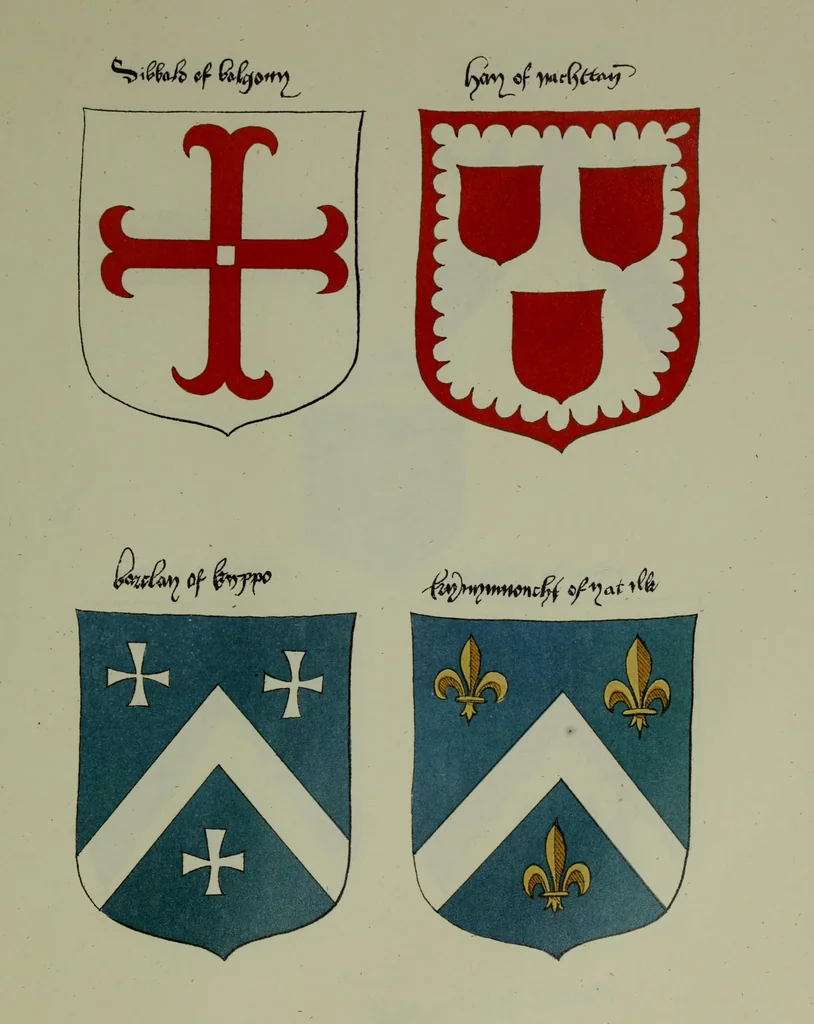 An illustration from Fac simile of an ancient heraldic manuscipt : emblazoned by Sir David Lyndsay of the Mount. Lyon king of armes 1542, 1878, leaf 173