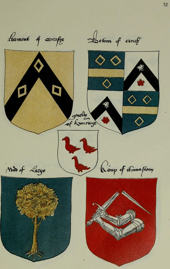 An illustration from Fac simile of an ancient heraldic manuscipt : emblazoned by Sir David Lyndsay of the Mount. Lyon king of armes 1542, 1878, leaf 177