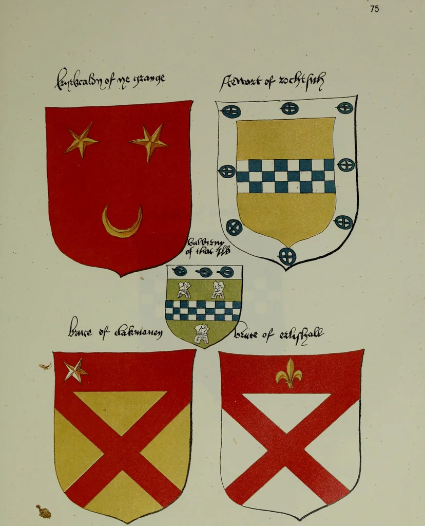 An illustration from Fac simile of an ancient heraldic manuscipt : emblazoned by Sir David Lyndsay of the Mount. Lyon king of armes 1542, 1878, leaf 183
