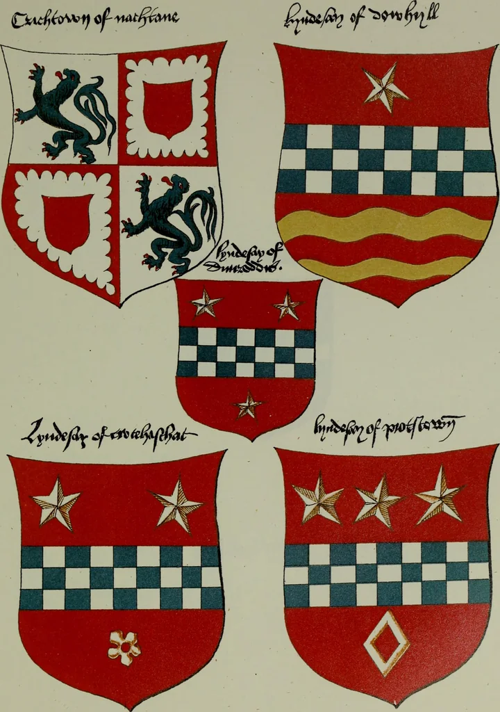 An illustration from Fac simile of an ancient heraldic manuscipt : emblazoned by Sir David Lyndsay of the Mount. Lyon king of armes 1542, 1878, leaf 191