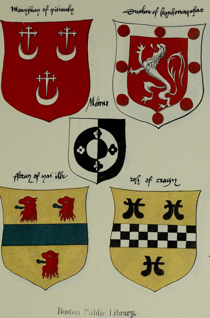 An illustration from Fac simile of an ancient heraldic manuscipt : emblazoned by Sir David Lyndsay of the Mount. Lyon king of armes 1542, 1878, leaf 201