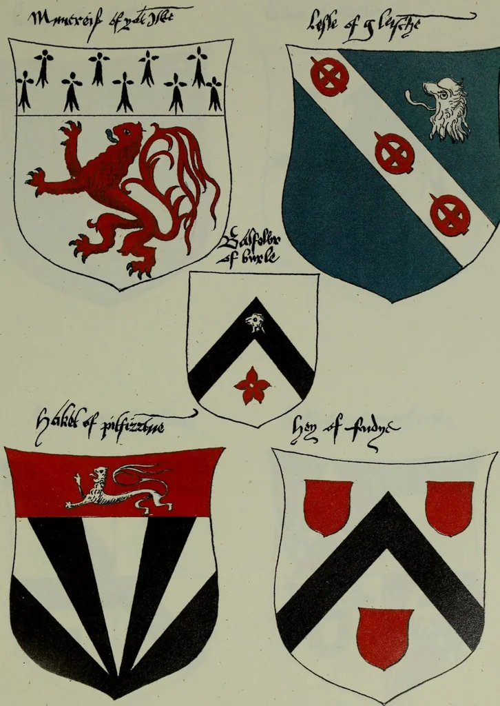 An illustration from Fac simile of an ancient heraldic manuscipt : emblazoned by Sir David Lyndsay of the Mount. Lyon king of armes 1542, 1878, leaf 203