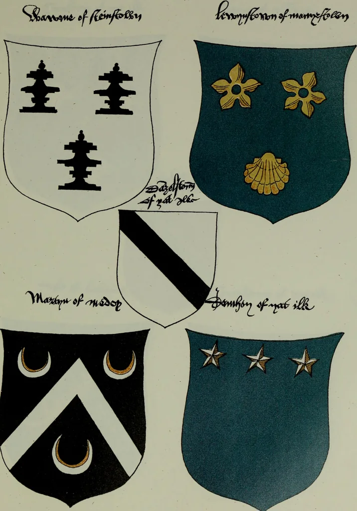 An illustration from Fac simile of an ancient heraldic manuscipt : emblazoned by Sir David Lyndsay of the Mount. Lyon king of armes 1542, 1878, leaf 213