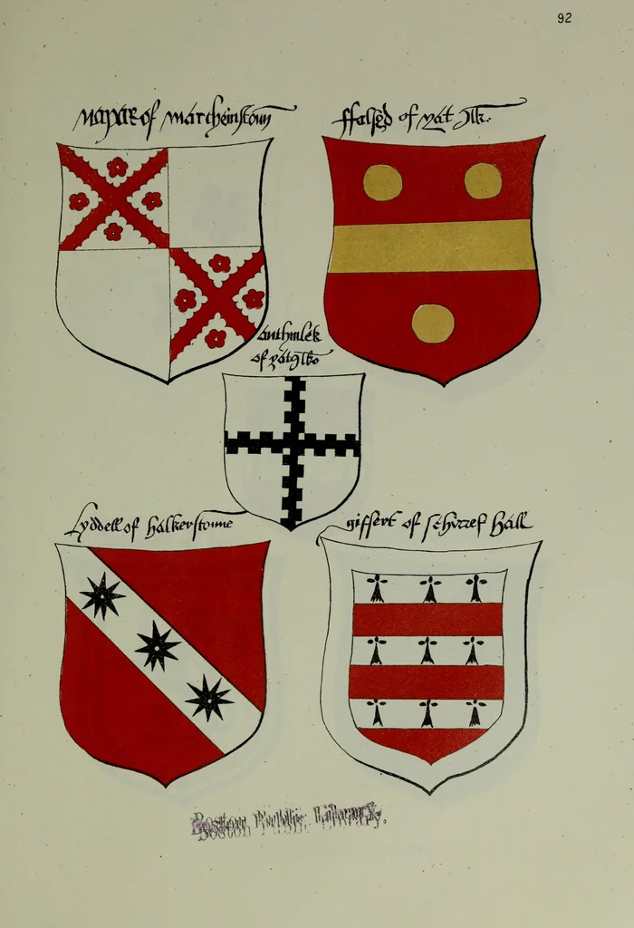 An illustration from Fac simile of an ancient heraldic manuscipt : emblazoned by Sir David Lyndsay of the Mount. Lyon king of armes 1542, 1878, leaf 221