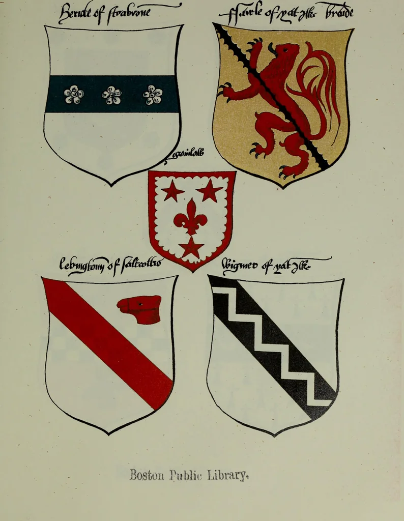 An illustration from Fac simile of an ancient heraldic manuscipt : emblazoned by Sir David Lyndsay of the Mount. Lyon king of armes 1542, 1878, leaf 229