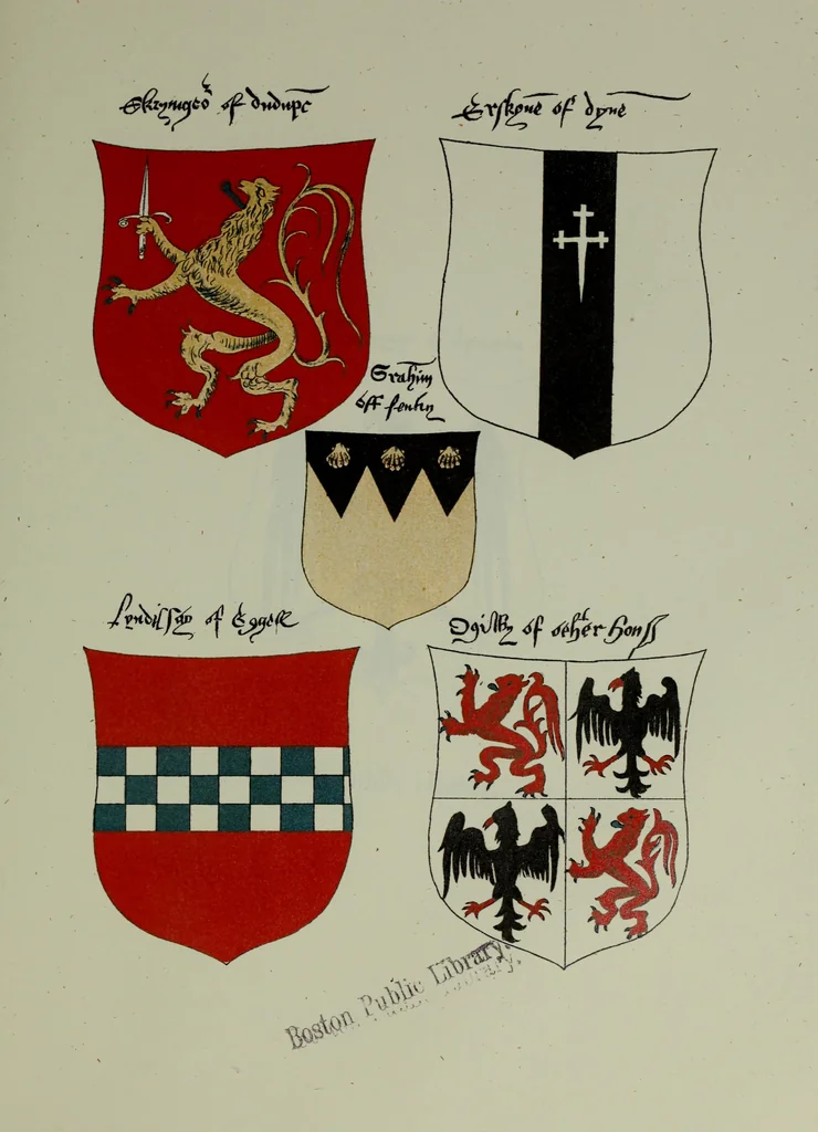 An illustration from Fac simile of an ancient heraldic manuscipt : emblazoned by Sir David Lyndsay of the Mount. Lyon king of armes 1542, 1878, leaf 245