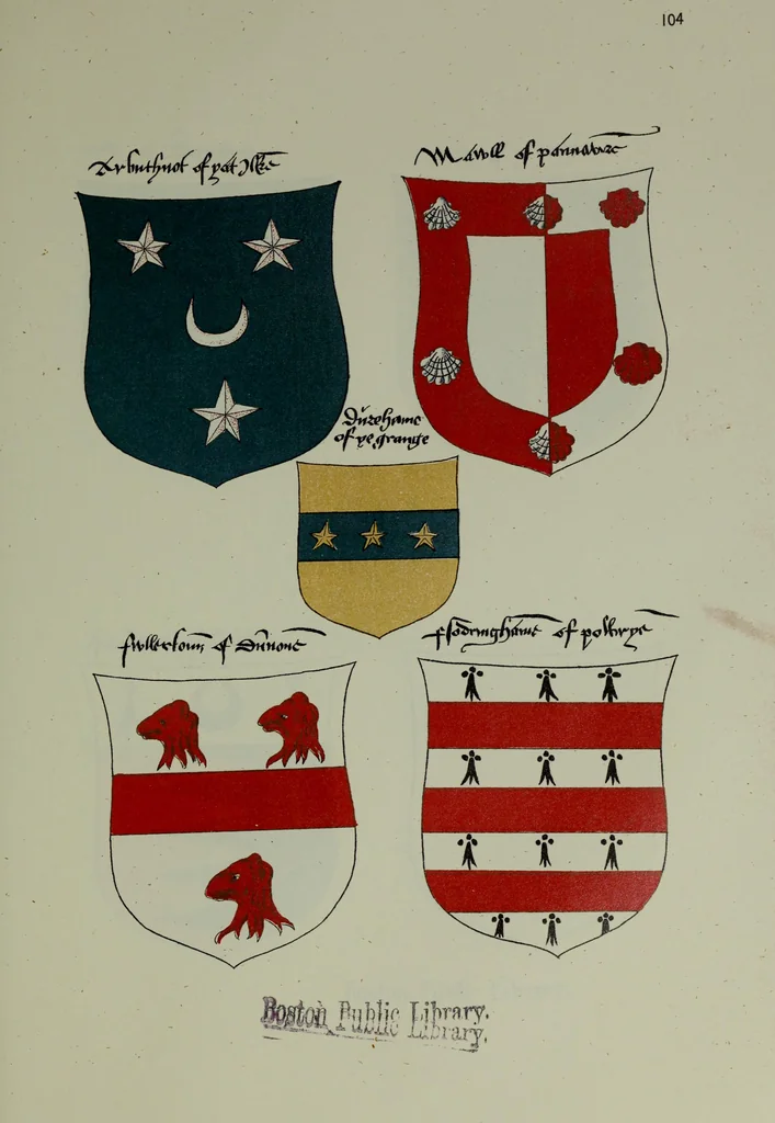 An illustration from Fac simile of an ancient heraldic manuscipt : emblazoned by Sir David Lyndsay of the Mount. Lyon king of armes 1542, 1878, leaf 249
