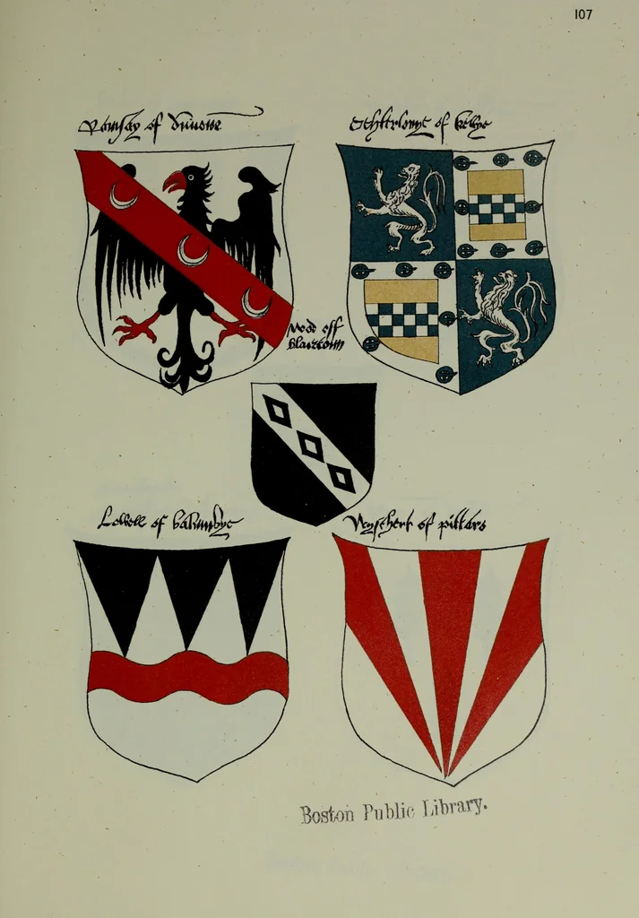 An illustration from Fac simile of an ancient heraldic manuscipt : emblazoned by Sir David Lyndsay of the Mount. Lyon king of armes 1542, 1878, leaf 255