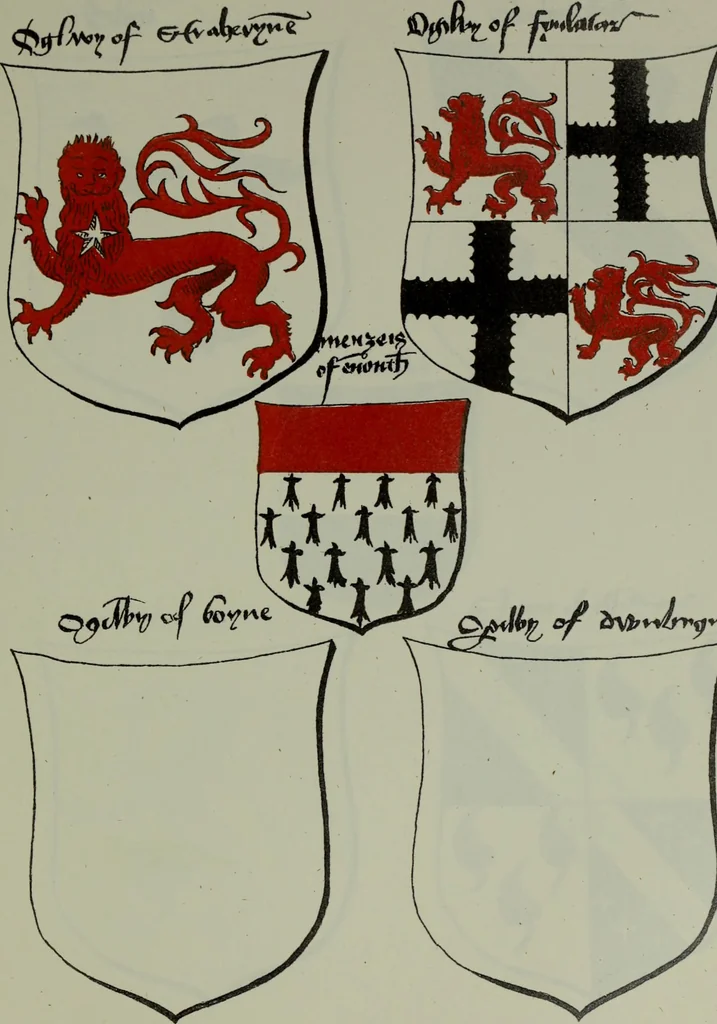 An illustration from Fac simile of an ancient heraldic manuscipt : emblazoned by Sir David Lyndsay of the Mount. Lyon king of armes 1542, 1878, leaf 265