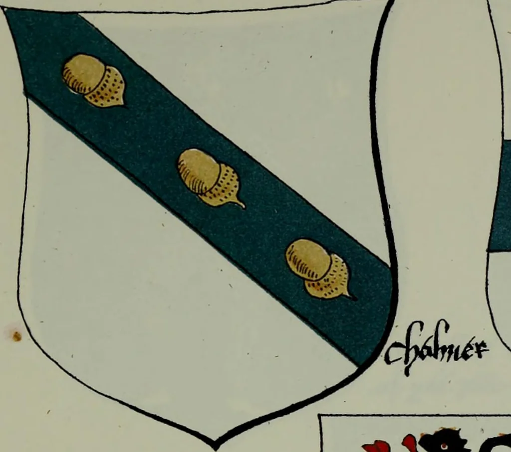 An illustration from Fac simile of an ancient heraldic manuscipt : emblazoned by Sir David Lyndsay of the Mount. Lyon king of armes 1542, 1878, leaf 279