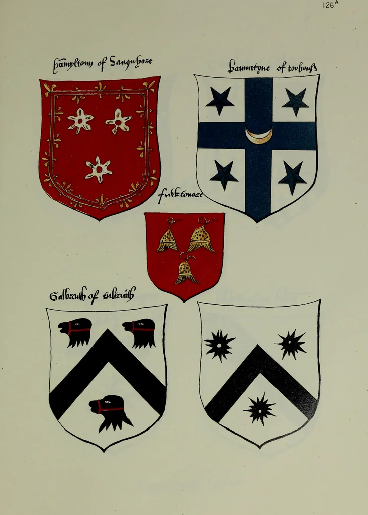 An illustration from Fac simile of an ancient heraldic manuscipt : emblazoned by Sir David Lyndsay of the Mount. Lyon king of armes 1542, 1878, leaf 295