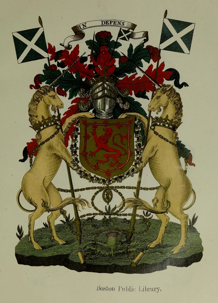 An illustration from Fac simile of an ancient heraldic manuscipt : emblazoned by Sir David Lyndsay of the Mount. Lyon king of armes 1542, 1878, leaf 31