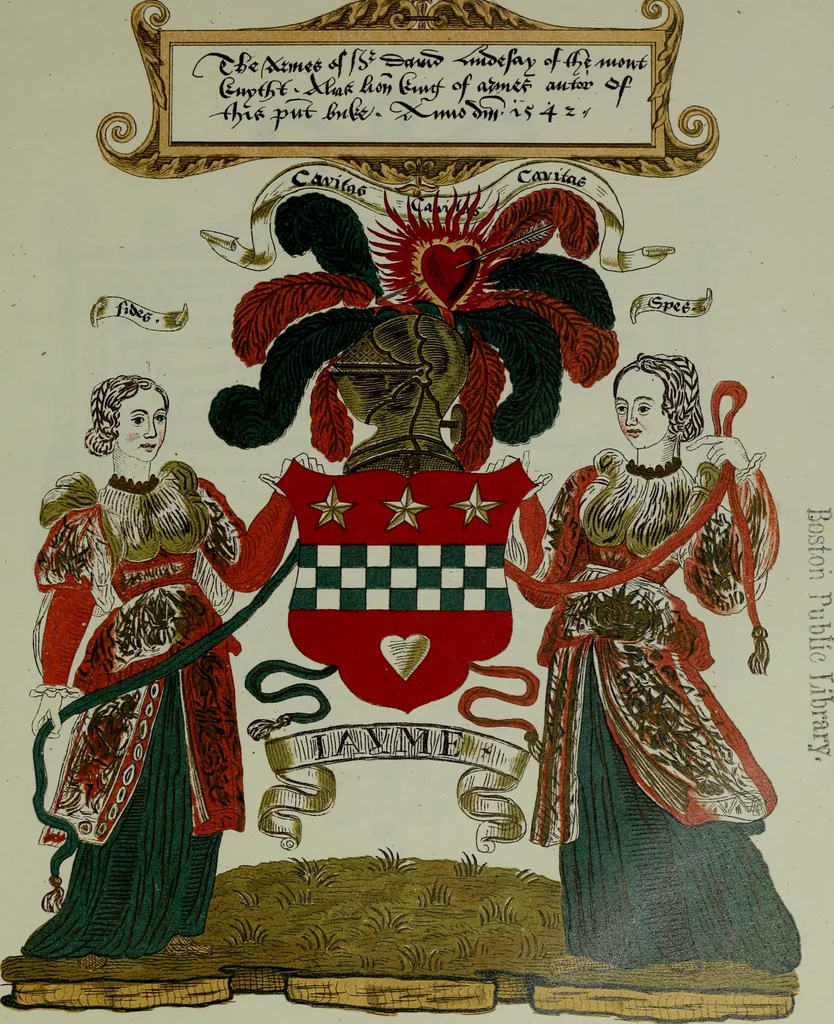 An illustration from Fac simile of an ancient heraldic manuscipt : emblazoned by Sir David Lyndsay of the Mount. Lyon king of armes 1542, 1878, leaf 313