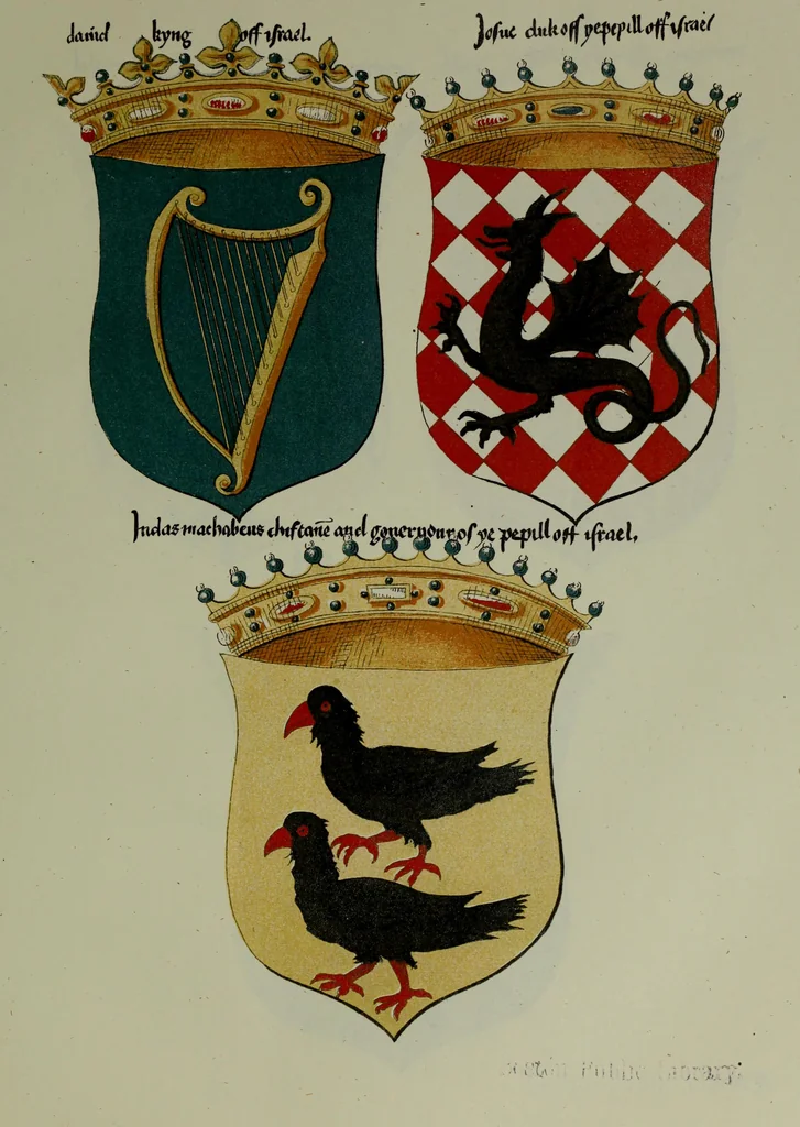 An illustration from Fac simile of an ancient heraldic manuscipt : emblazoned by Sir David Lyndsay of the Mount. Lyon king of armes 1542, 1878, leaf 43