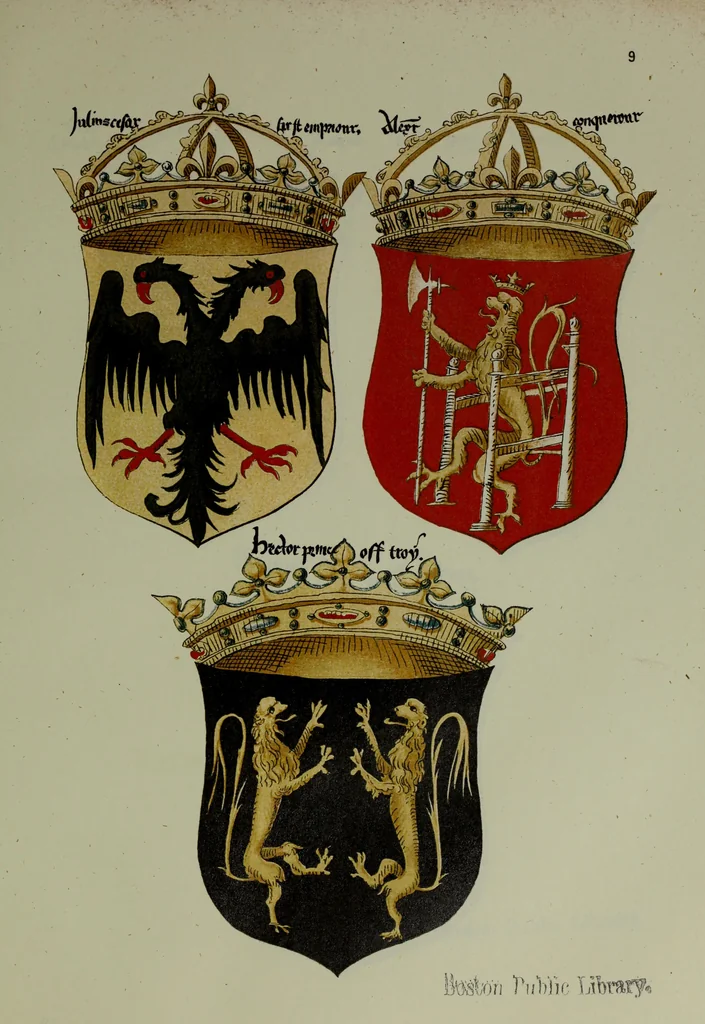 An illustration from Fac simile of an ancient heraldic manuscipt : emblazoned by Sir David Lyndsay of the Mount. Lyon king of armes 1542, 1878, leaf 45