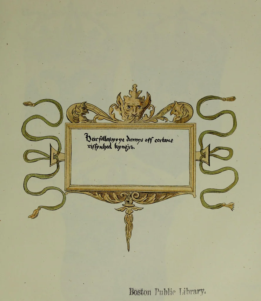 An illustration from Fac simile of an ancient heraldic manuscipt : emblazoned by Sir David Lyndsay of the Mount. Lyon king of armes 1542, 1878, leaf 49