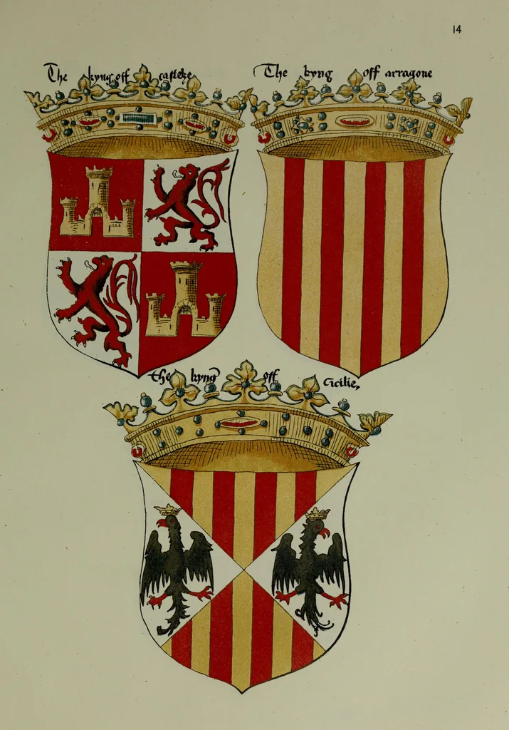 An illustration from Fac simile of an ancient heraldic manuscipt : emblazoned by Sir David Lyndsay of the Mount. Lyon king of armes 1542, 1878, leaf 55