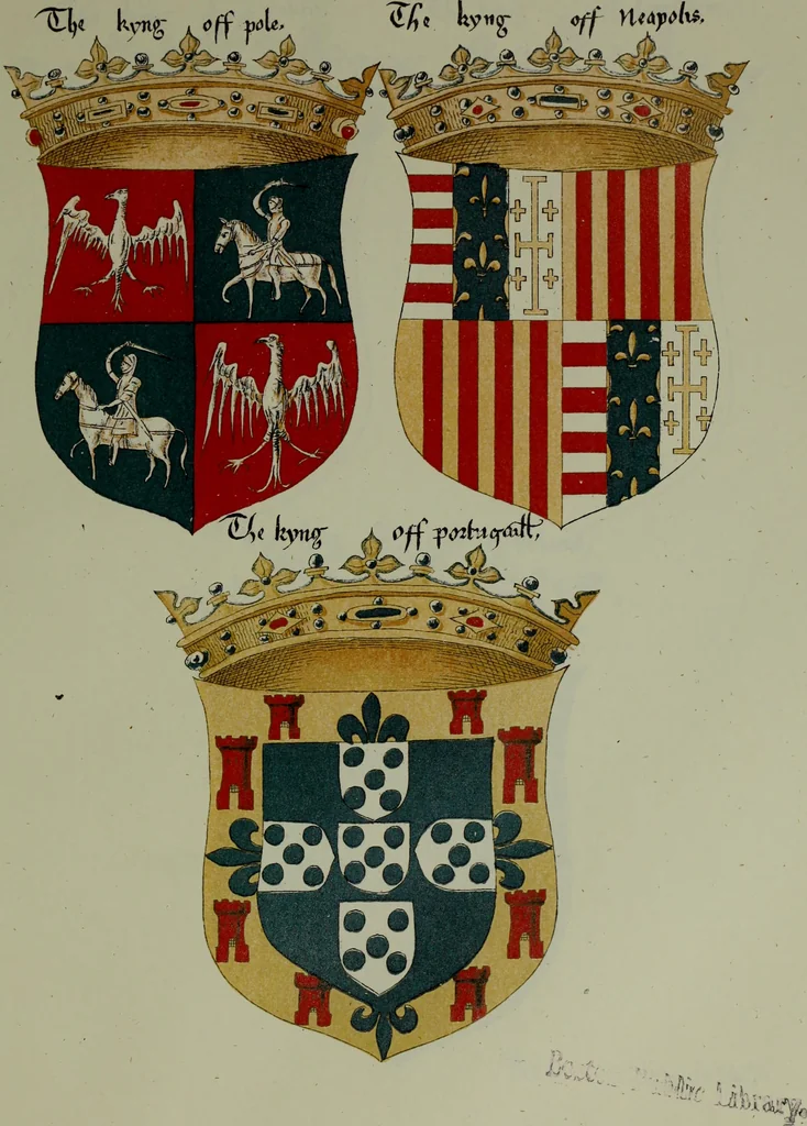 An illustration from Fac simile of an ancient heraldic manuscipt : emblazoned by Sir David Lyndsay of the Mount. Lyon king of armes 1542, 1878, leaf 61