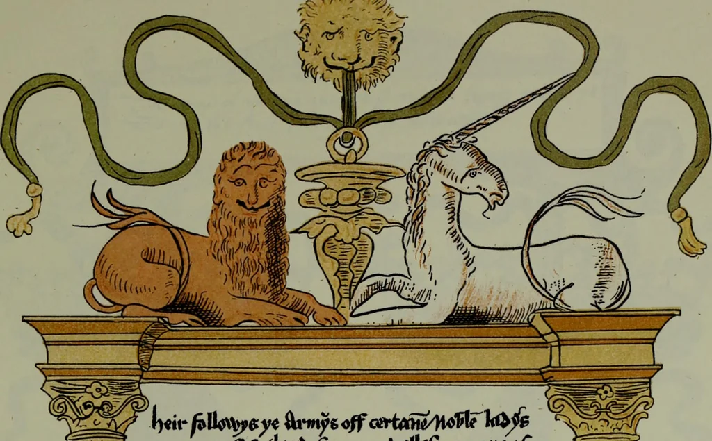 An illustration from Fac simile of an ancient heraldic manuscipt : emblazoned by Sir David Lyndsay of the Mount. Lyon king of armes 1542, 1878, leaf 71