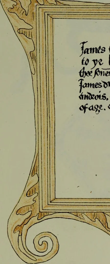 An illustration from Fac simile of an ancient heraldic manuscipt : emblazoned by Sir David Lyndsay of the Mount. Lyon king of armes 1542, 1878, leaf 87