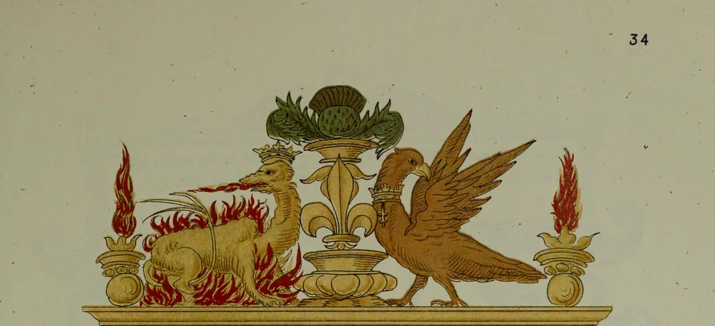 An illustration from Fac simile of an ancient heraldic manuscipt : emblazoned by Sir David Lyndsay of the Mount. Lyon king of armes 1542, 1878, leaf 95