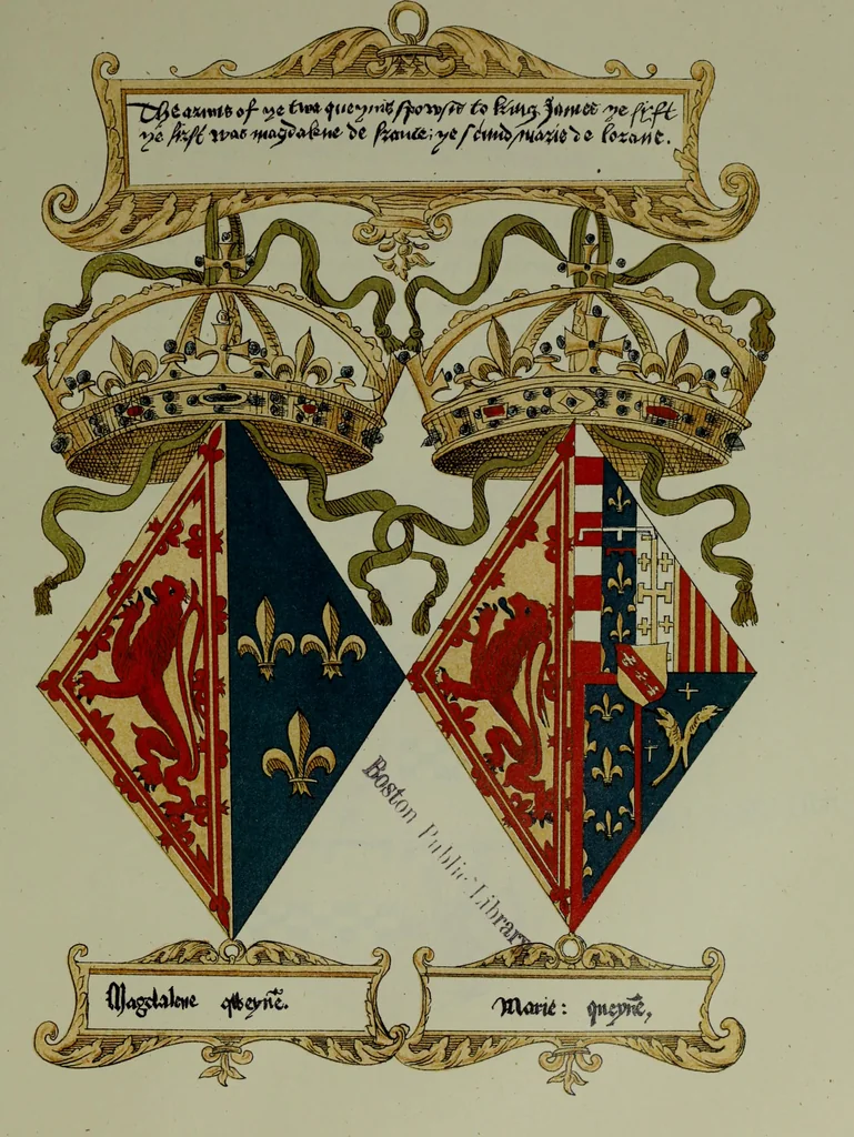 An illustration from Fac simile of an ancient heraldic manuscipt : emblazoned by Sir David Lyndsay of the Mount. Lyon king of armes 1542, 1878, leaf 97