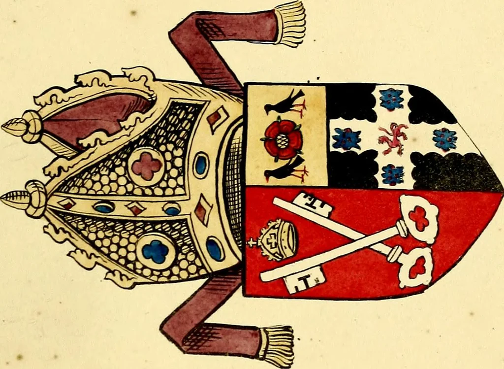 An illustration from Fac simile of a contemporary roll with the names and the arms of the sovereign and of the spiritual and temporal peers who sat in Parliament held at Westminster on the 5th of February in the sixth year of the reign of King Henry the Eighth, anno domini, 1515, in the possession of Thomas Willement, 1829, leaf 21