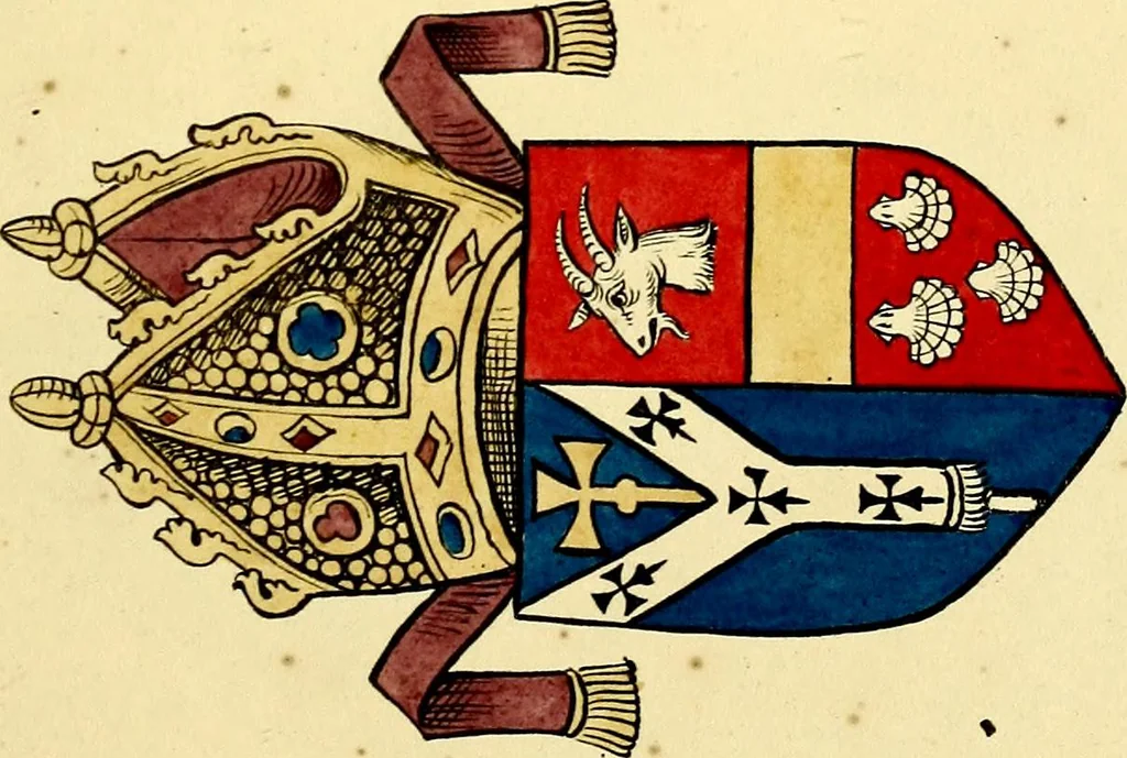 An illustration from Fac simile of a contemporary roll with the names and the arms of the sovereign and of the spiritual and temporal peers who sat in Parliament held at Westminster on the 5th of February in the sixth year of the reign of King Henry the Eighth, anno domini, 1515, in the possession of Thomas Willement, 1829, leaf 21