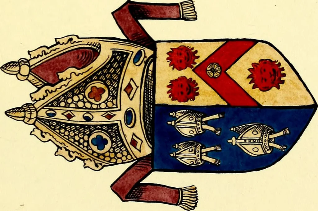 An illustration from Fac simile of a contemporary roll with the names and the arms of the sovereign and of the spiritual and temporal peers who sat in Parliament held at Westminster on the 5th of February in the sixth year of the reign of King Henry the Eighth, anno domini, 1515, in the possession of Thomas Willement, 1829, leaf 29