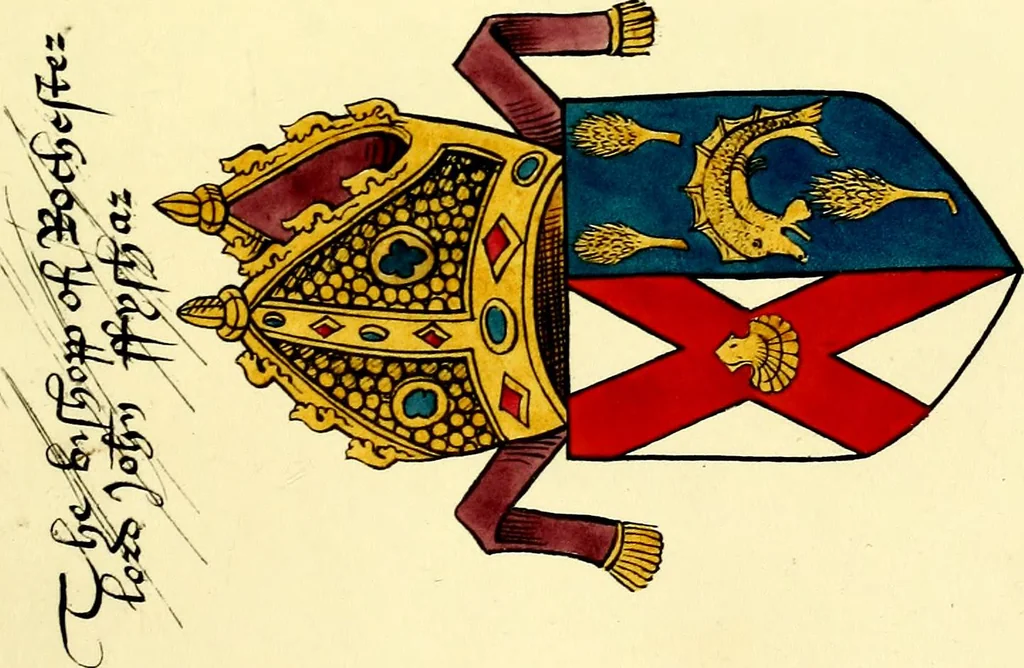 An illustration from Fac simile of a contemporary roll with the names and the arms of the sovereign and of the spiritual and temporal peers who sat in Parliament held at Westminster on the 5th of February in the sixth year of the reign of King Henry the Eighth, anno domini, 1515, in the possession of Thomas Willement, 1829, leaf 31