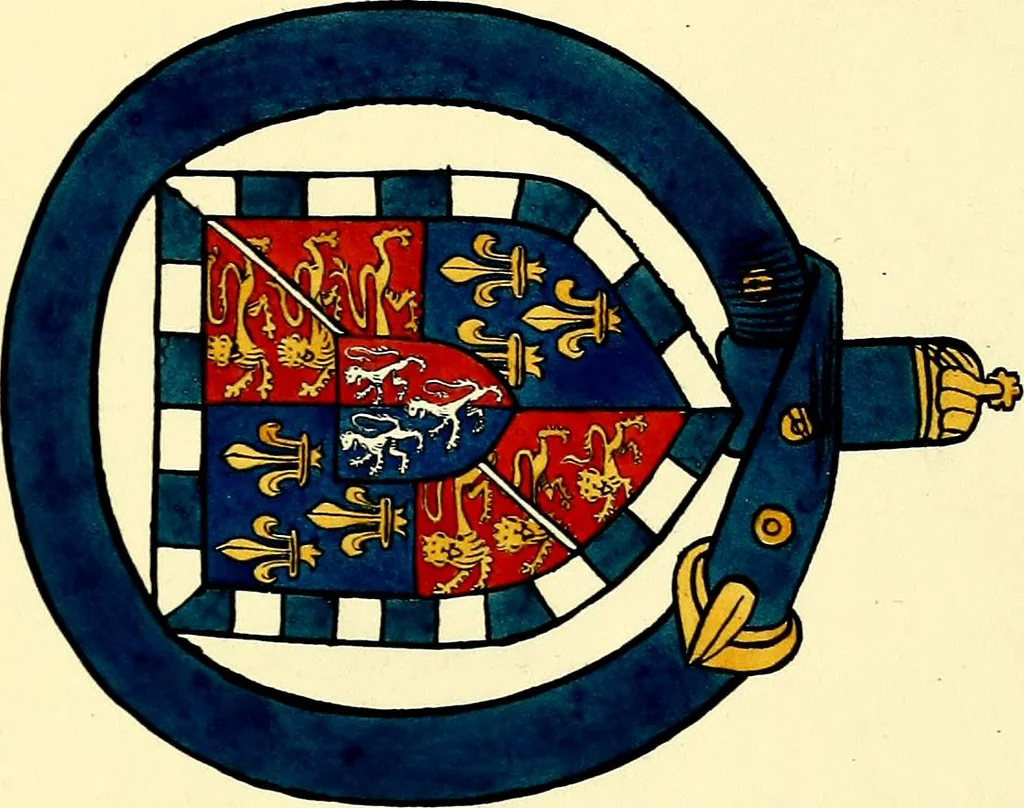 An illustration from Fac simile of a contemporary roll with the names and the arms of the sovereign and of the spiritual and temporal peers who sat in Parliament held at Westminster on the 5th of February in the sixth year of the reign of King Henry the Eighth, anno domini, 1515, in the possession of Thomas Willement, 1829, leaf 41
