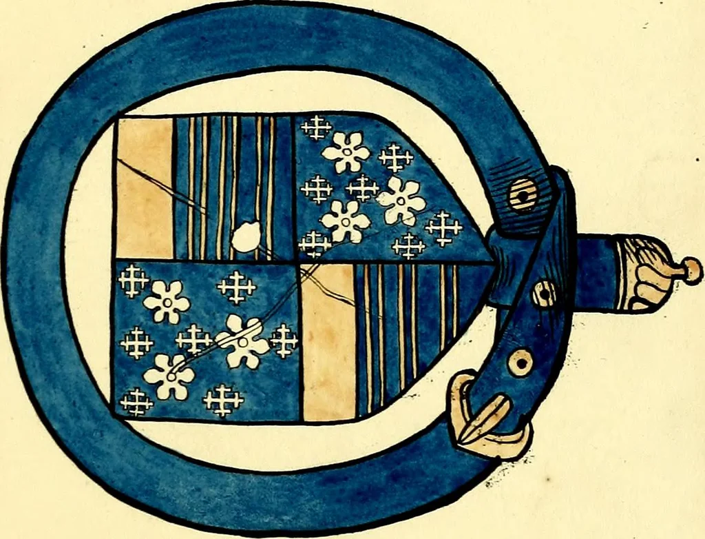 An illustration from Fac simile of a contemporary roll with the names and the arms of the sovereign and of the spiritual and temporal peers who sat in Parliament held at Westminster on the 5th of February in the sixth year of the reign of King Henry the Eighth, anno domini, 1515, in the possession of Thomas Willement, 1829, leaf 69