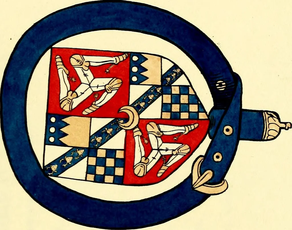 An illustration from Fac simile of a contemporary roll with the names and the arms of the sovereign and of the spiritual and temporal peers who sat in Parliament held at Westminster on the 5th of February in the sixth year of the reign of King Henry the Eighth, anno domini, 1515, in the possession of Thomas Willement, 1829, leaf 71