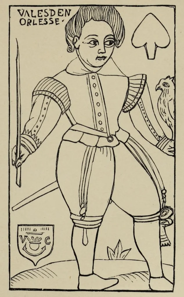 An illustration from Facts and speculations on the origin and history of playing cards, 1848, leaf 327