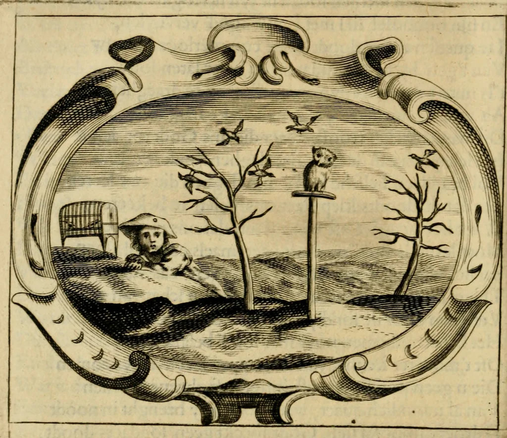 An illustration from Faems Weer-galm der Neder-duytsche poësie, 1670, leaf 75