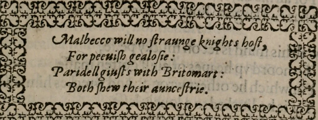 An illustration from The faerie queene : Disposed into twelue bookes, fashioning XII. morall vertues, 1596, leaf 536