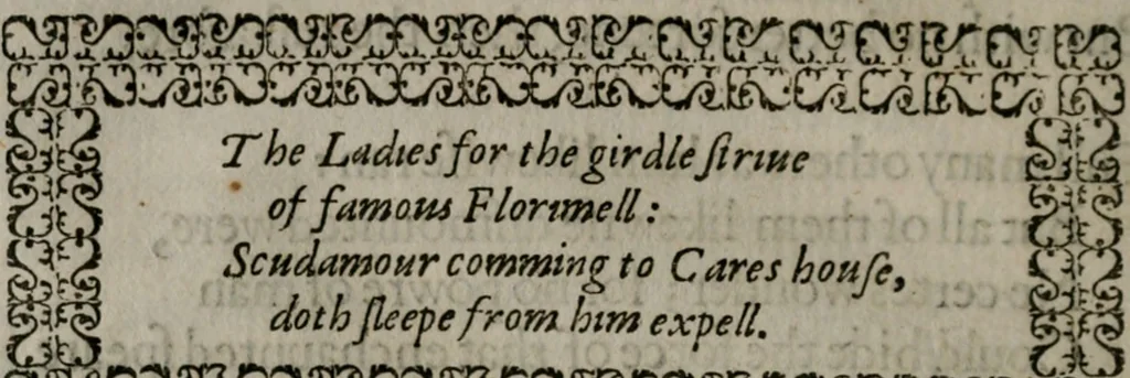 An illustration from The faerie queene : Disposed into twelue bookes, fashioning XII. morall vertues, 1596, leaf 67
