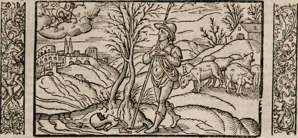 An illustration from The faerie qveen : The shepheards calendar : together with the other works of England's arch-poët, 1611, leaf 384
