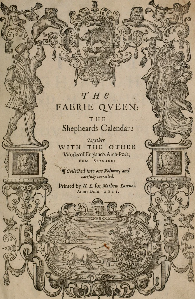 An illustration from The faerie qveen : The shepheards calendar : together with the other works of England's arch-poët, 1611, leaf 4