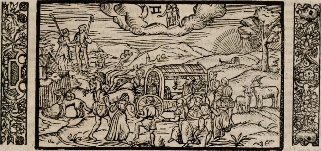 An illustration from The faerie qveen : The shepheards calendar : together with the other works of England's arch-poët, 1611, leaf 402