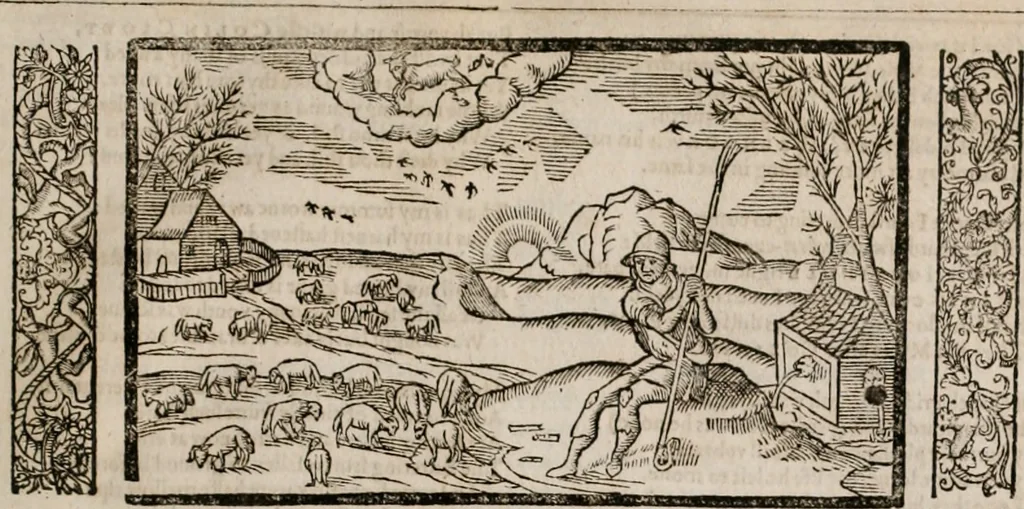 An illustration from The faerie qveen : The shepheards calendar : together with the other works of England's arch-poët, 1611, leaf 436