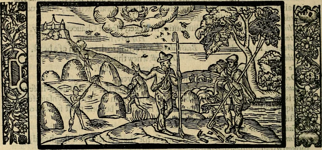 An illustration from The faerie qveen : The shepheards calendar : together with the other works of England's arch-poët, 1611, leaf 423