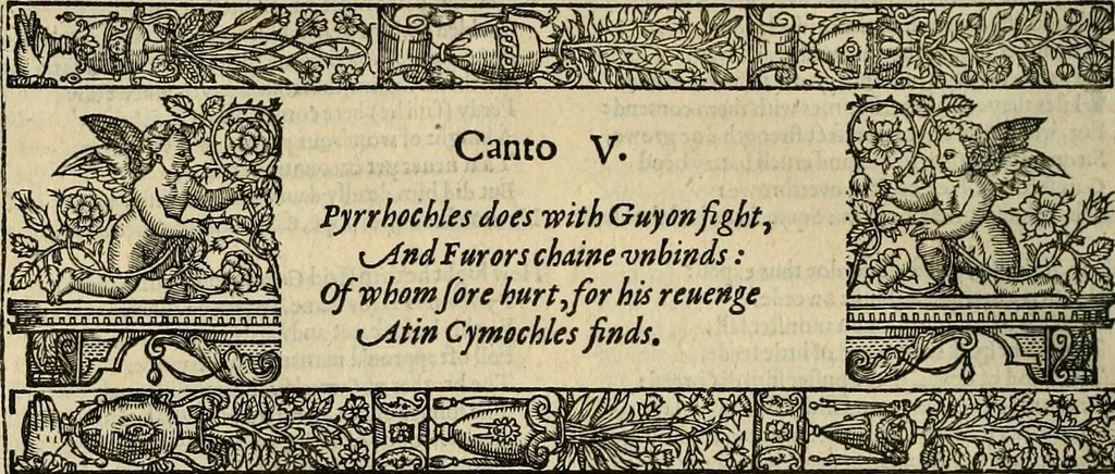 An illustration from The faerie qveen : The shepheards calendar : together with the other works of England's arch-poët, 1611, leaf 95