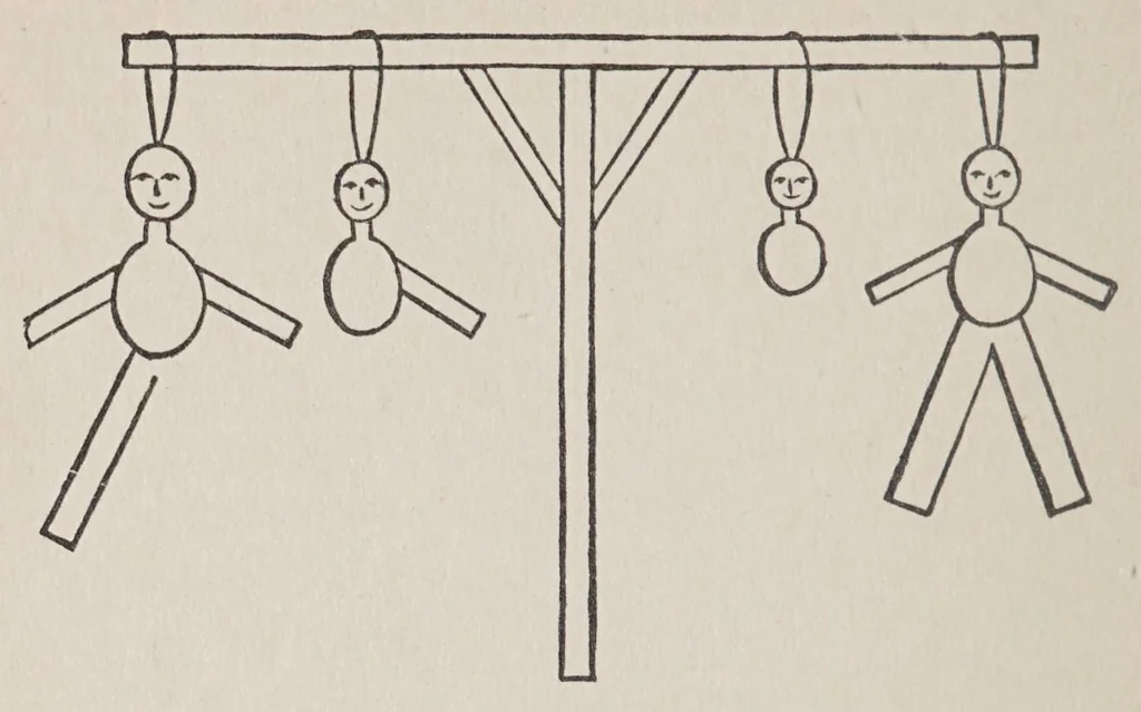 An illustration from Fagots for the fireside : one hundred and fifty games and amusements for evenings at home and social parties, 1894, leaf 44