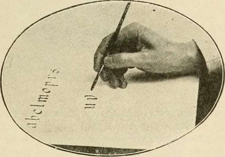 An illustration from Fairchild's rapid letterer and show-card maker, commercial alphabet construction with brush or pen, 1910, leaf 14