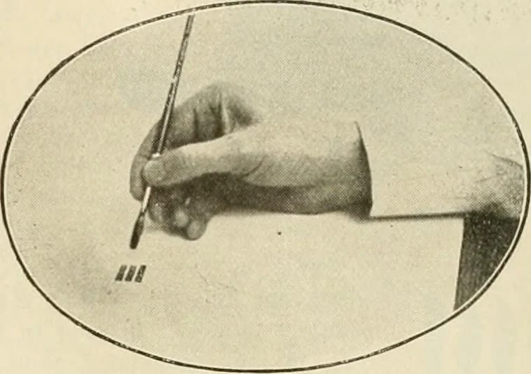 An illustration from Fairchild's rapid letterer and show-card maker, commercial alphabet construction with brush or pen, 1910, leaf 14