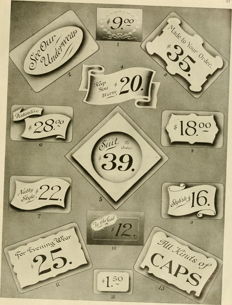 An illustration from Fairchild's rapid letterer and show-card maker, commercial alphabet construction with brush or pen, 1910, leaf 90