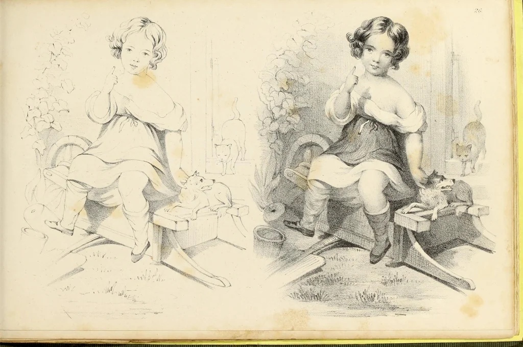 An illustration from Fairland's juvenile artist, or, Easy studies for beginners in drawing, of figures, animals, shipping, and landscape, 1838, leaf 57
