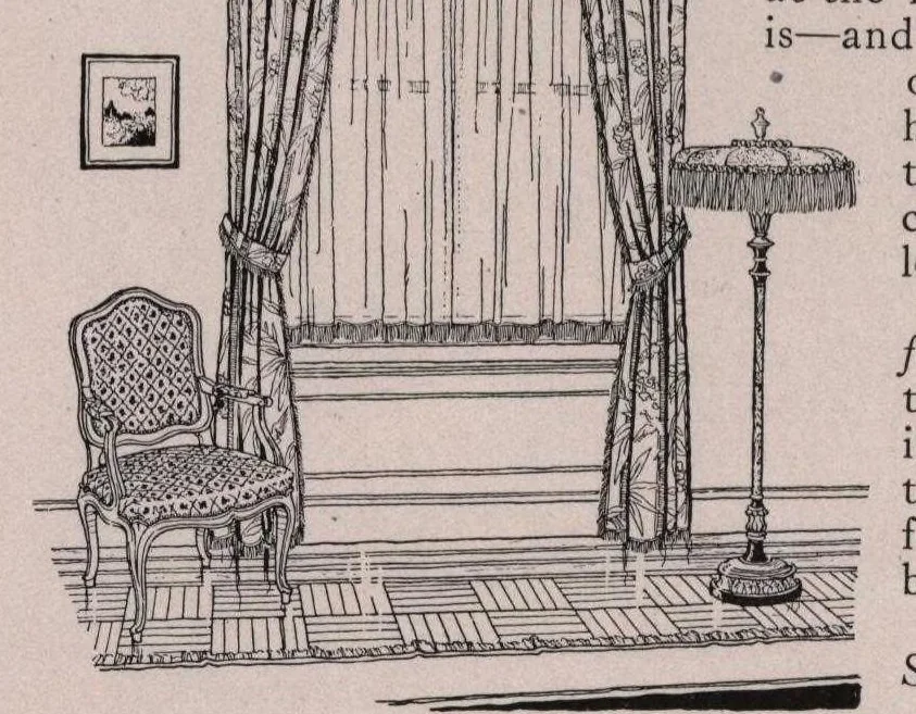 An illustration from The importance of color in curtains / by Agnes Rowe Fairman., 1925, leaf 5