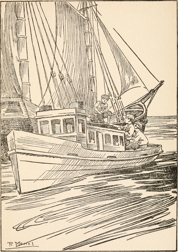 An illustration from Fairview boys at Light-house Cove, or, Carried out to sea, 1914, leaf 118